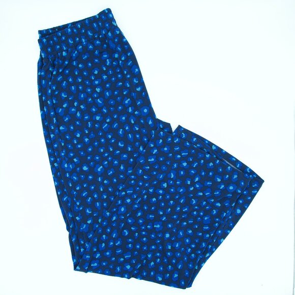 IMAN Pants - IMAN BLUE ANIMAL PRINT PALAZZO PANTS